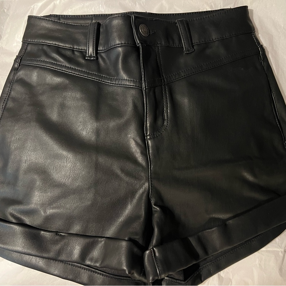 American Eagle Women’s Black Faux Leather Shorts